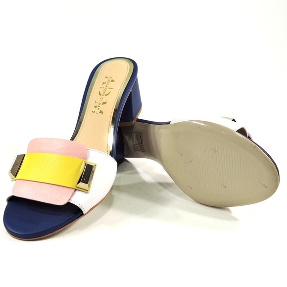 LEATHER WOMEN'S MULTICOLORED MULES - Picture 6 of 8
